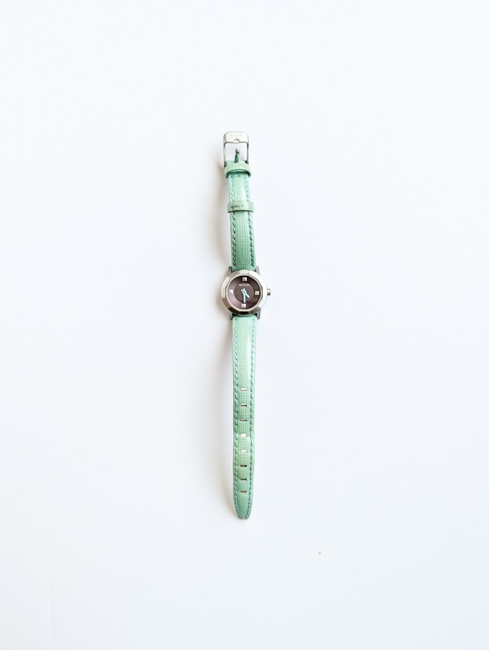 Nixon Wrist Rocket The Mini B Analog Leather Watch - Mint Green - Picture 2 of 14